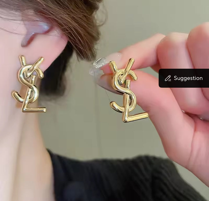 Gold Logo Stud Earring