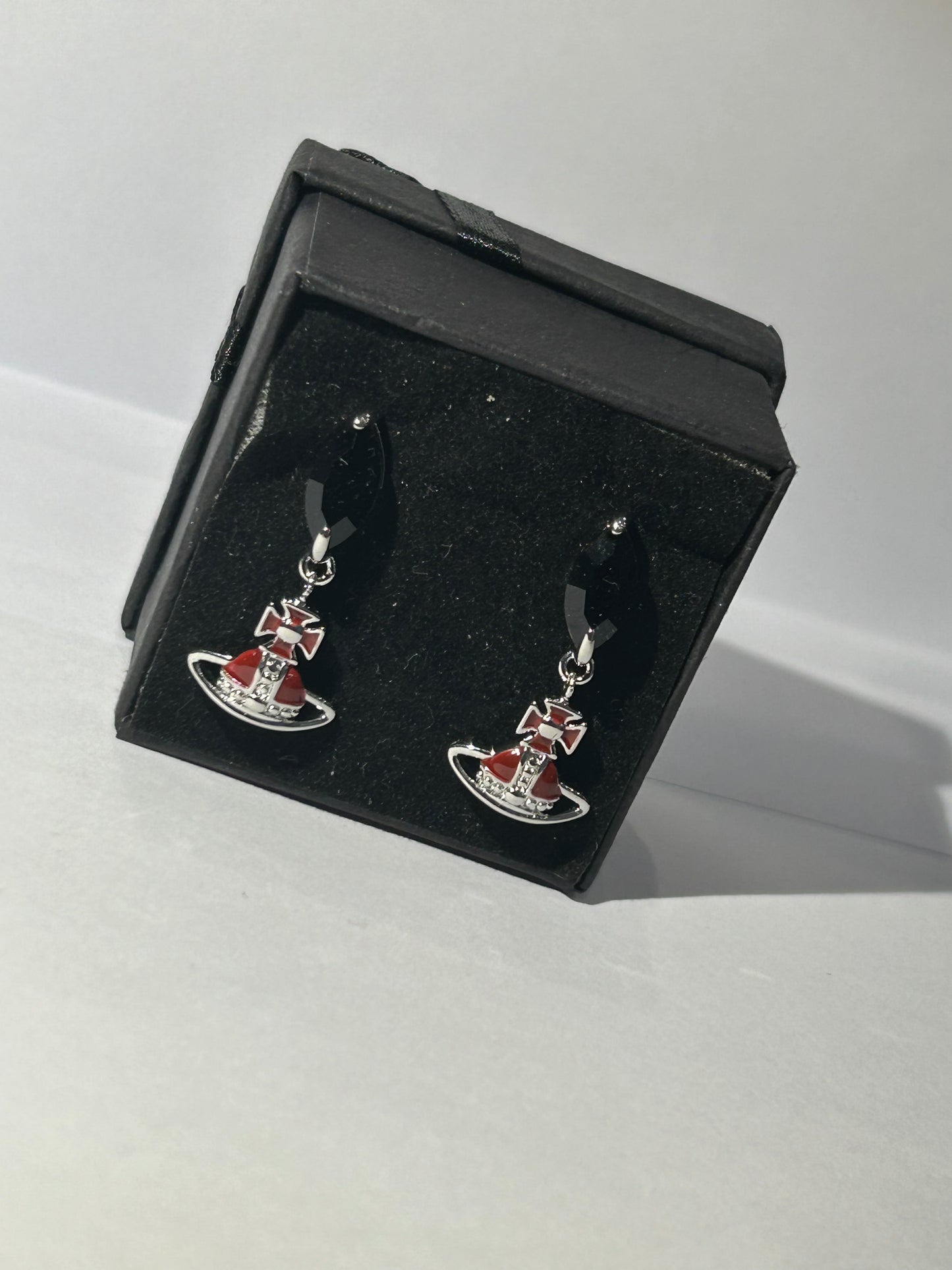 Crystal red dangle plant earrings