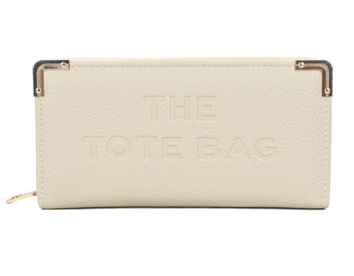 Beige tote bag with &