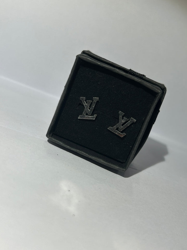 Plain silver letter earrings