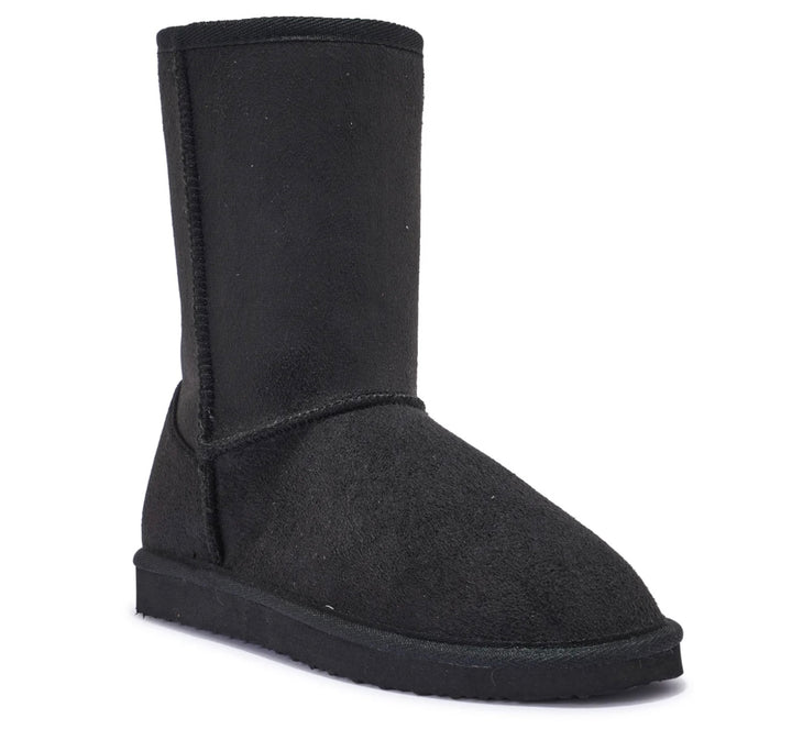 Black faux fur lined winter boots tall  calf
