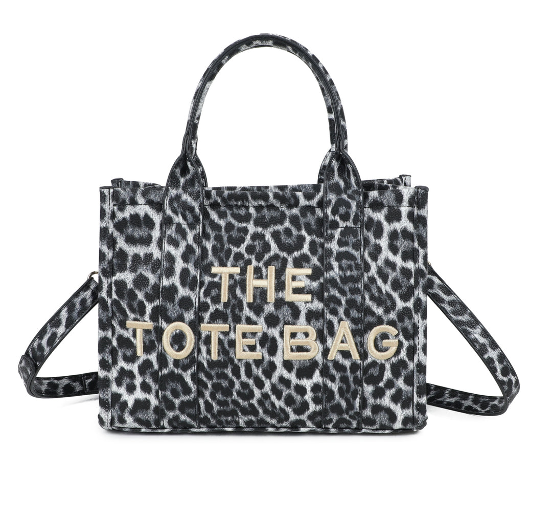 Leopard print tote bag with &