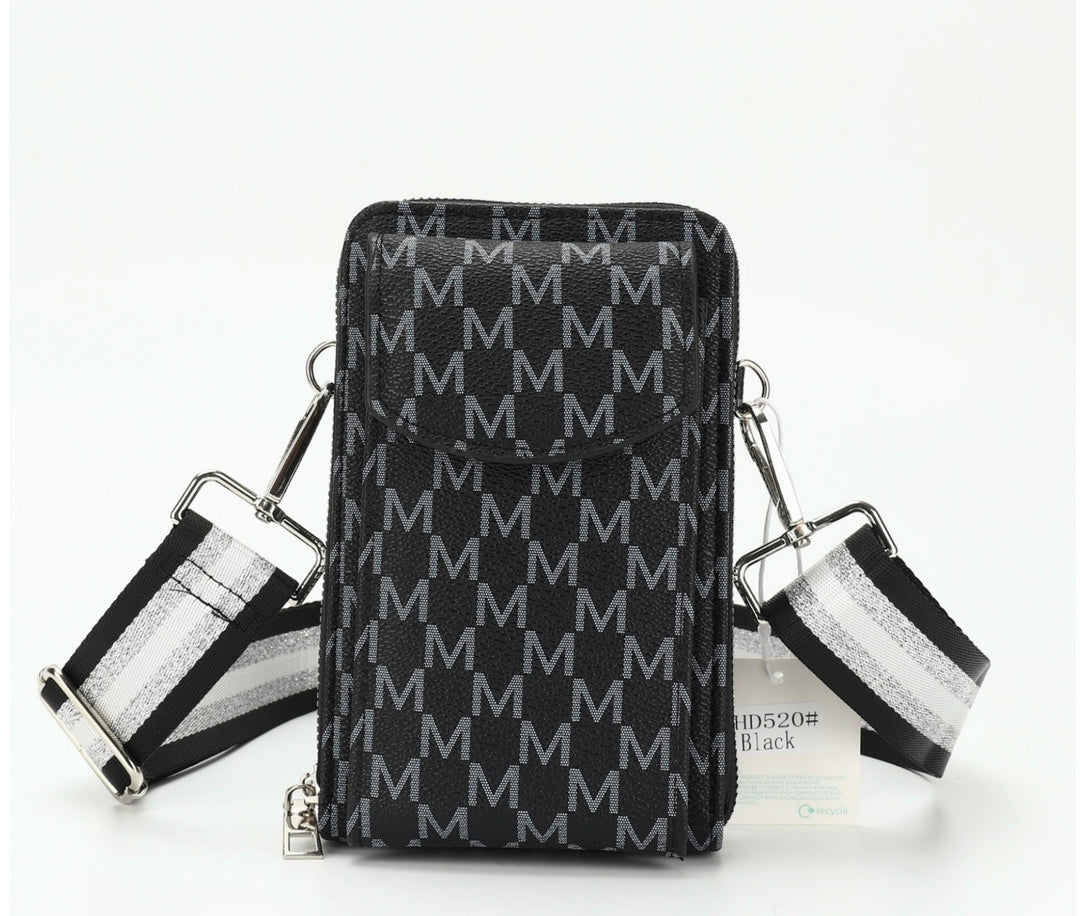 Black crossbody phone purse bag with jazzy strap