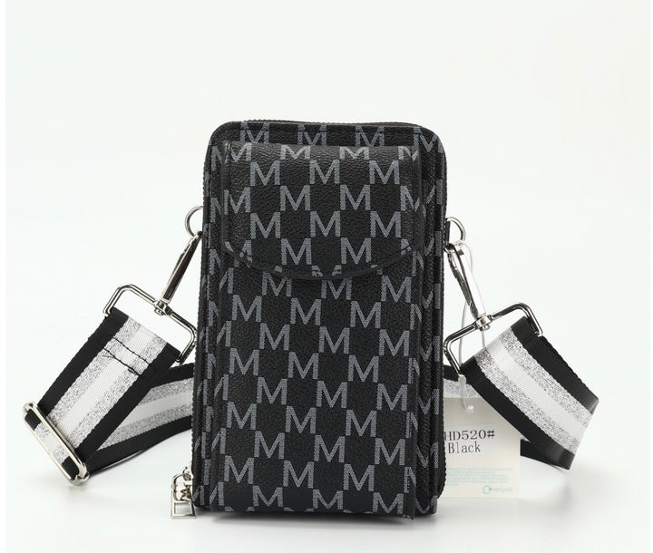 Black crossbody phone purse bag with jazzy strap