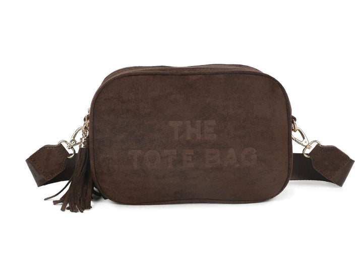 The Suede Tote Bag Double Zip Crossbody Bag