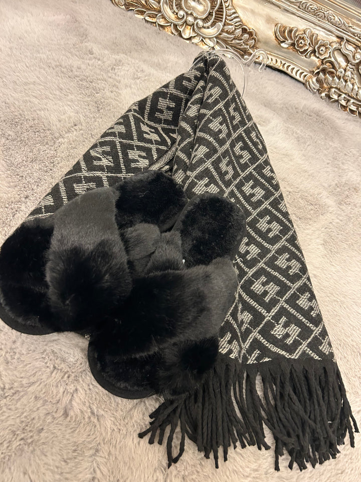 black scarf and slipper bundle 