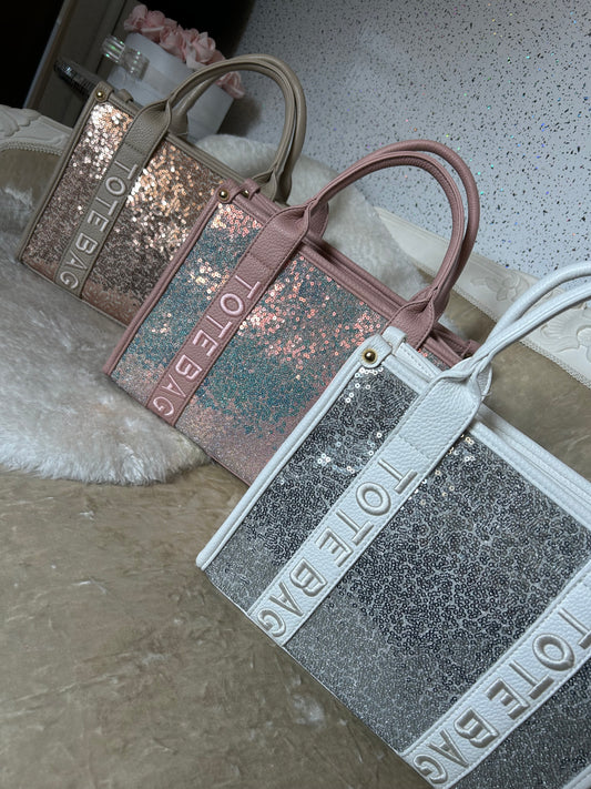 The glitz & glam Sequin embellishes tote bags
