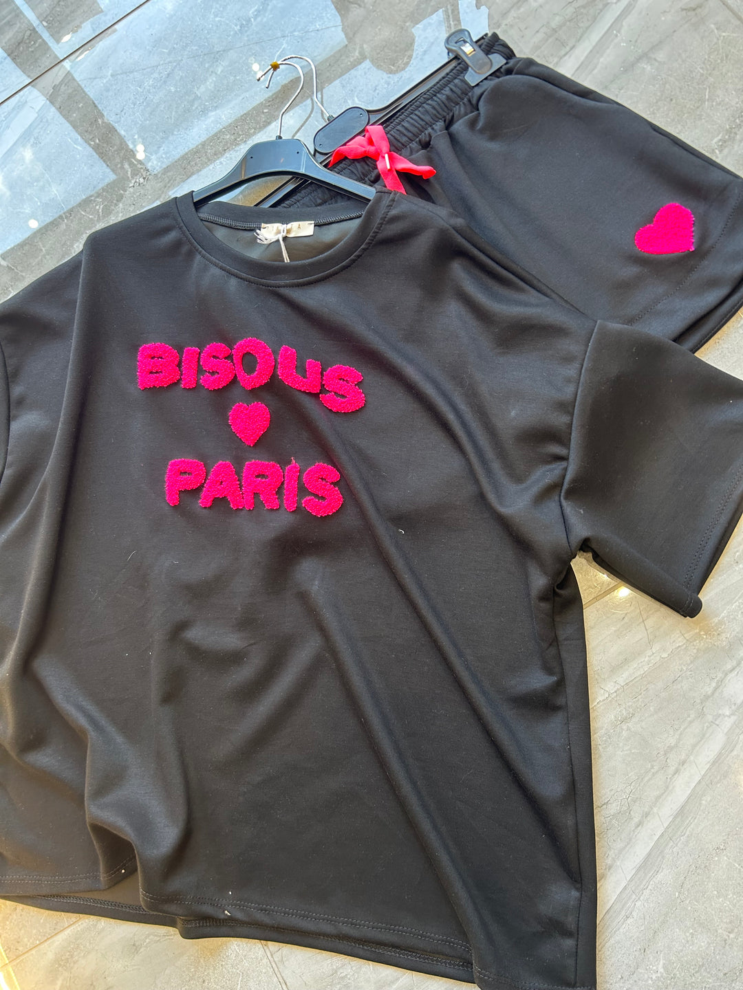 Black and pink short set 