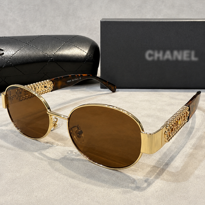 Gold frame sunglasses with brown lens 