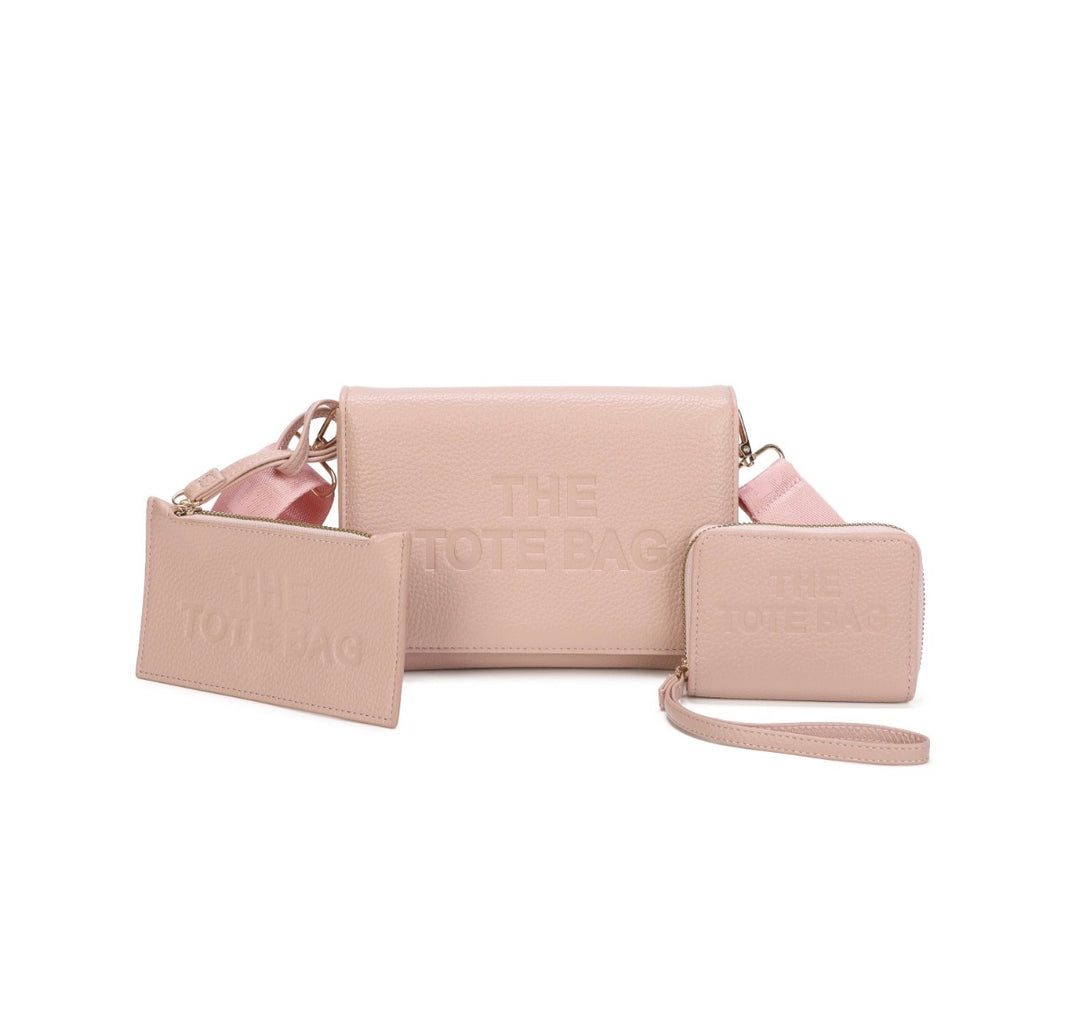     RFID protected handbag set with wallet and pouch