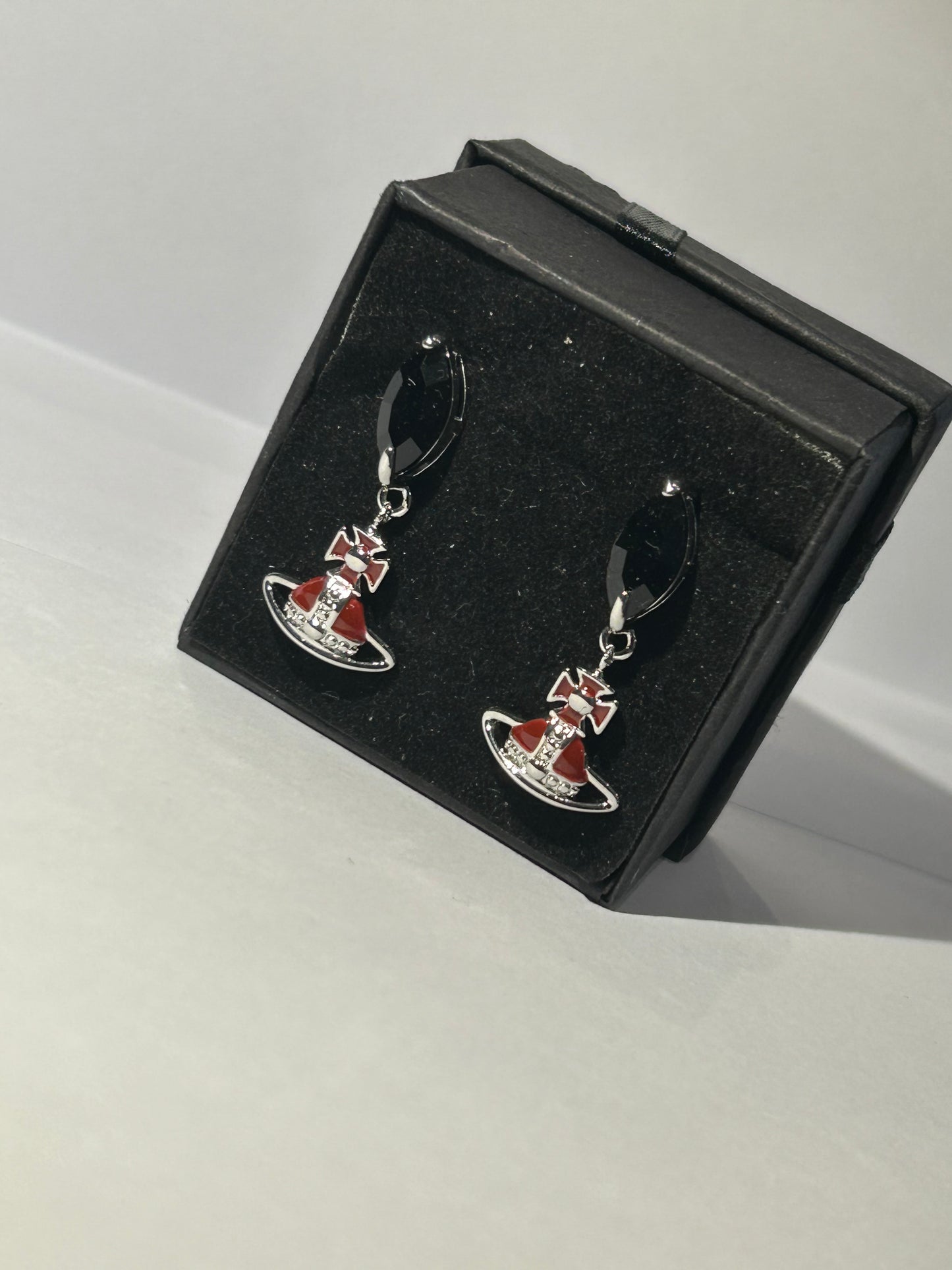 Crystal red dangle plant earrings