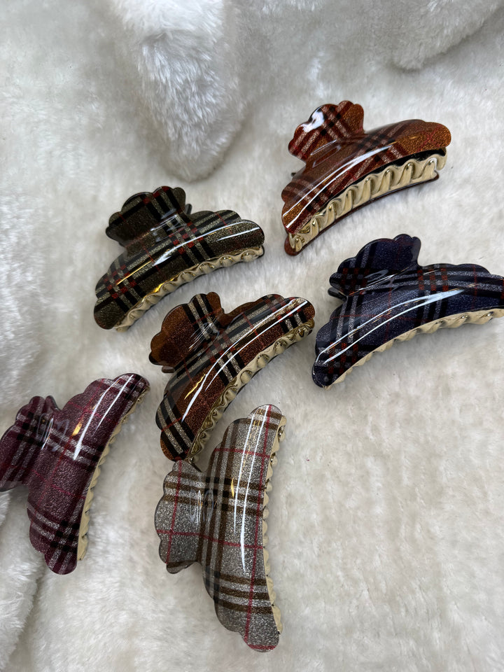 Sparkly checked hair clips