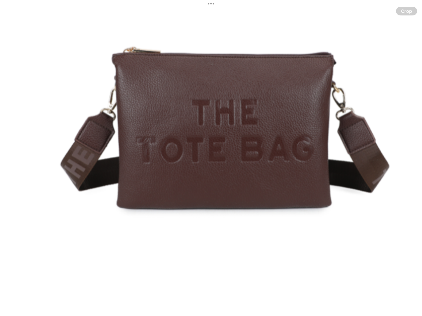 Tote crossbody bag with text strap