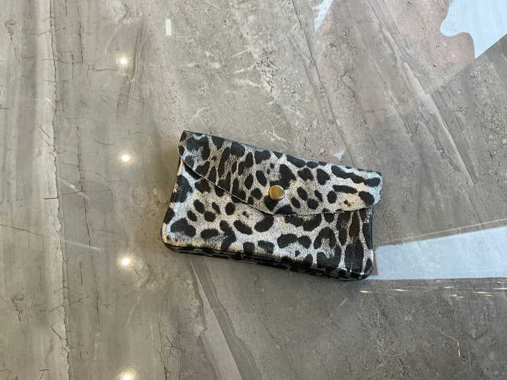 Real Leather leopard animal print purse