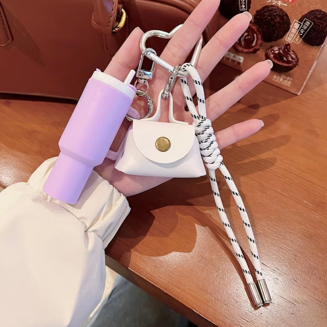 Mini Cup &amp; Clog Charm Keychain with Carabiner Clip – Cute Bag Accessory