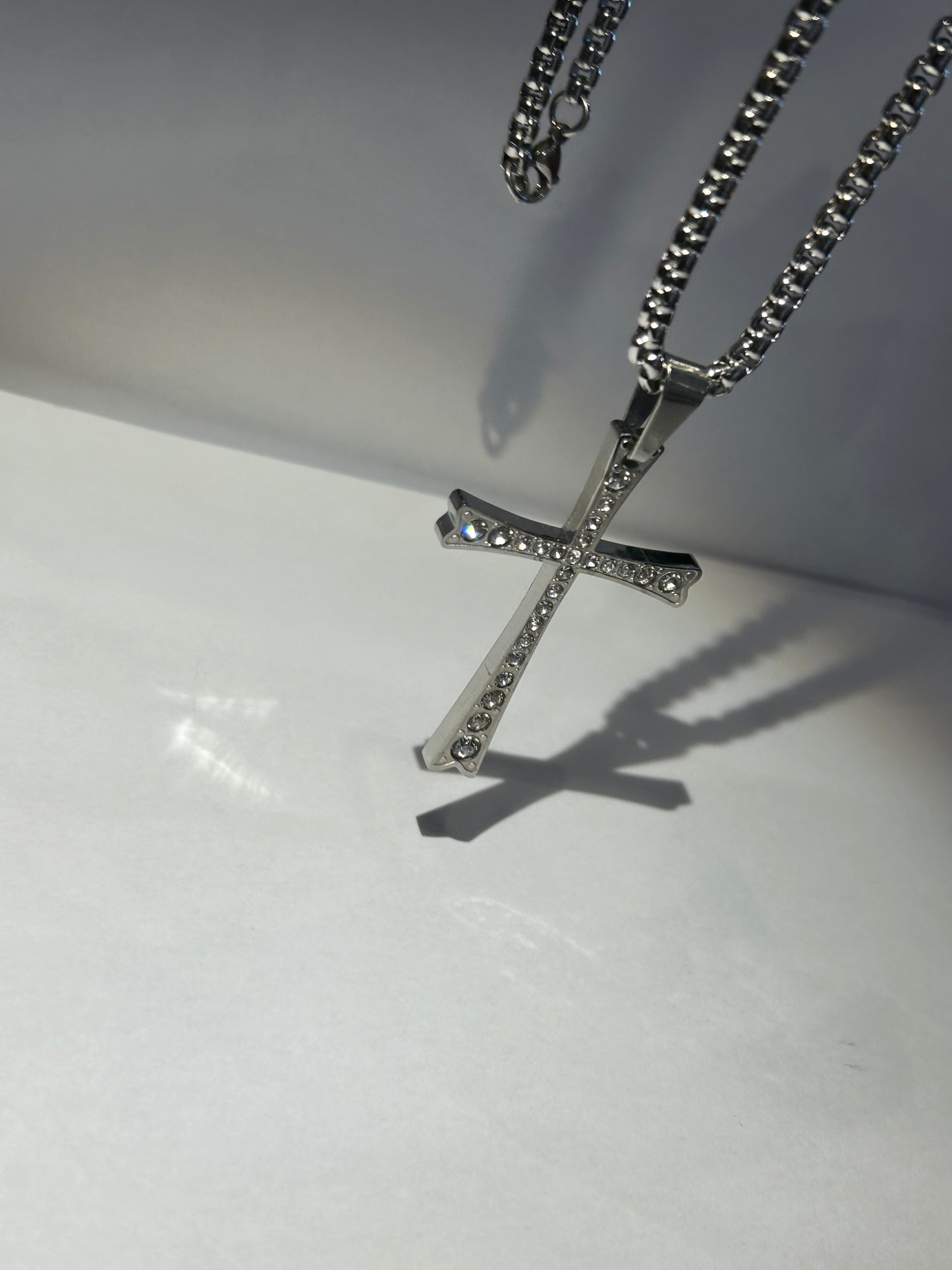 Large Crystal detailed cross shaped pendant