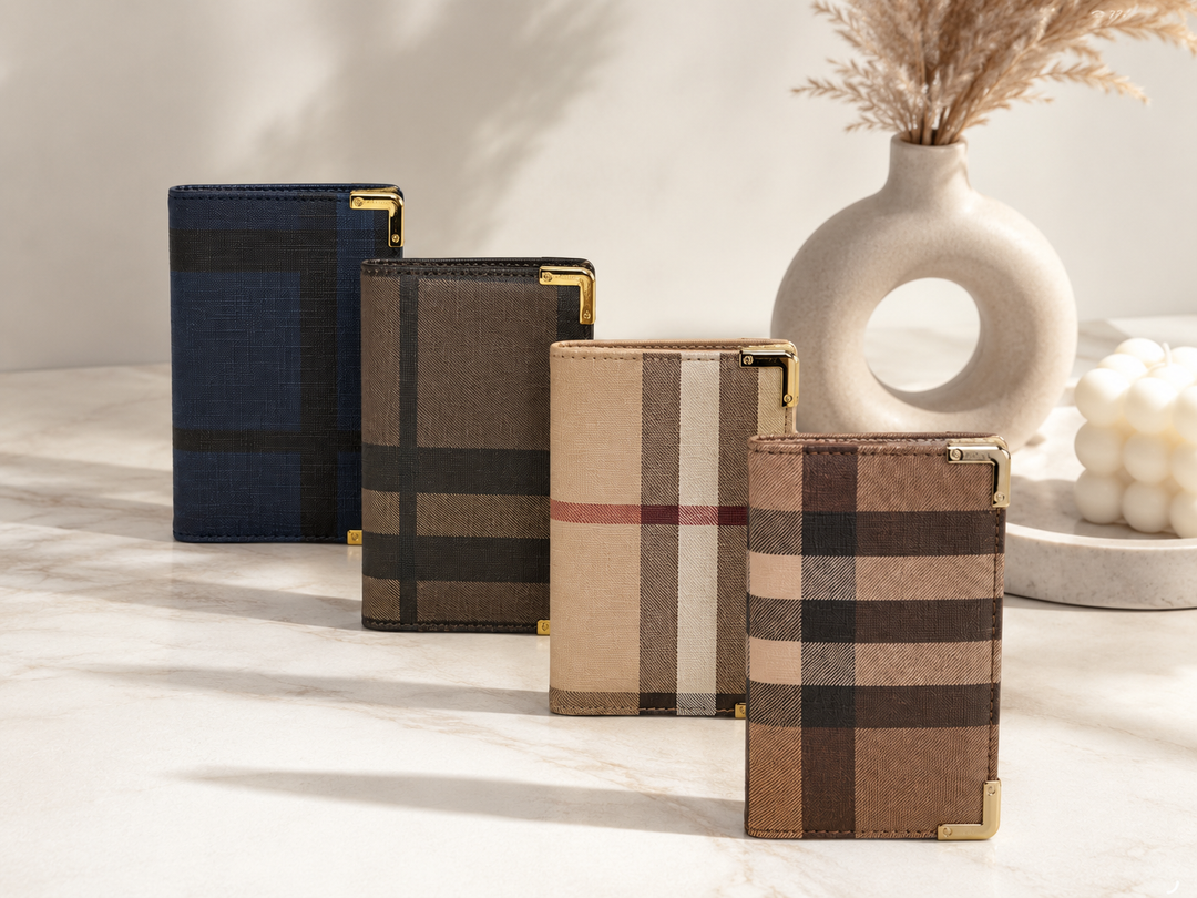 Checked detail purses with gold detailing 