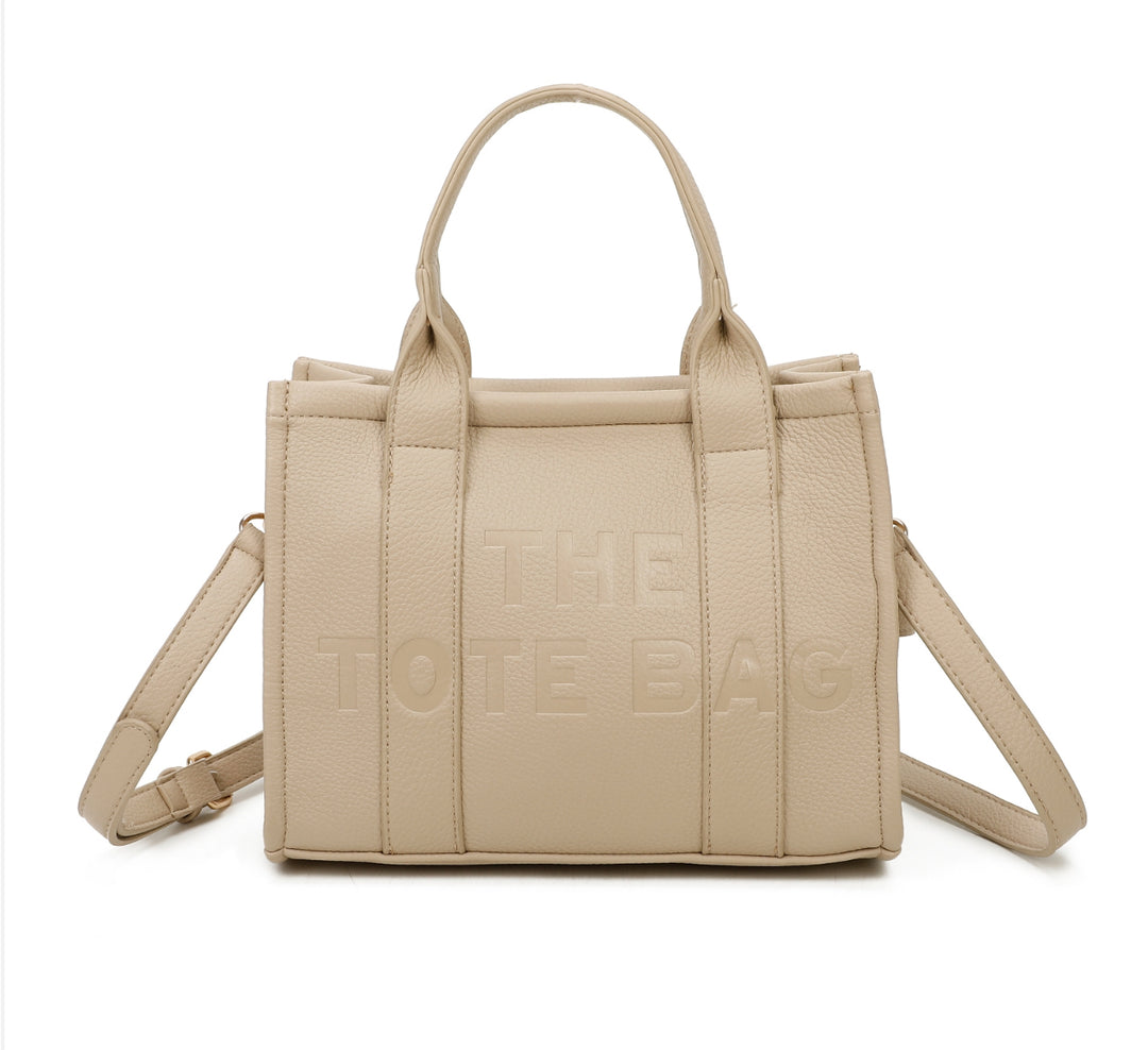 Debossed small tote handbag
