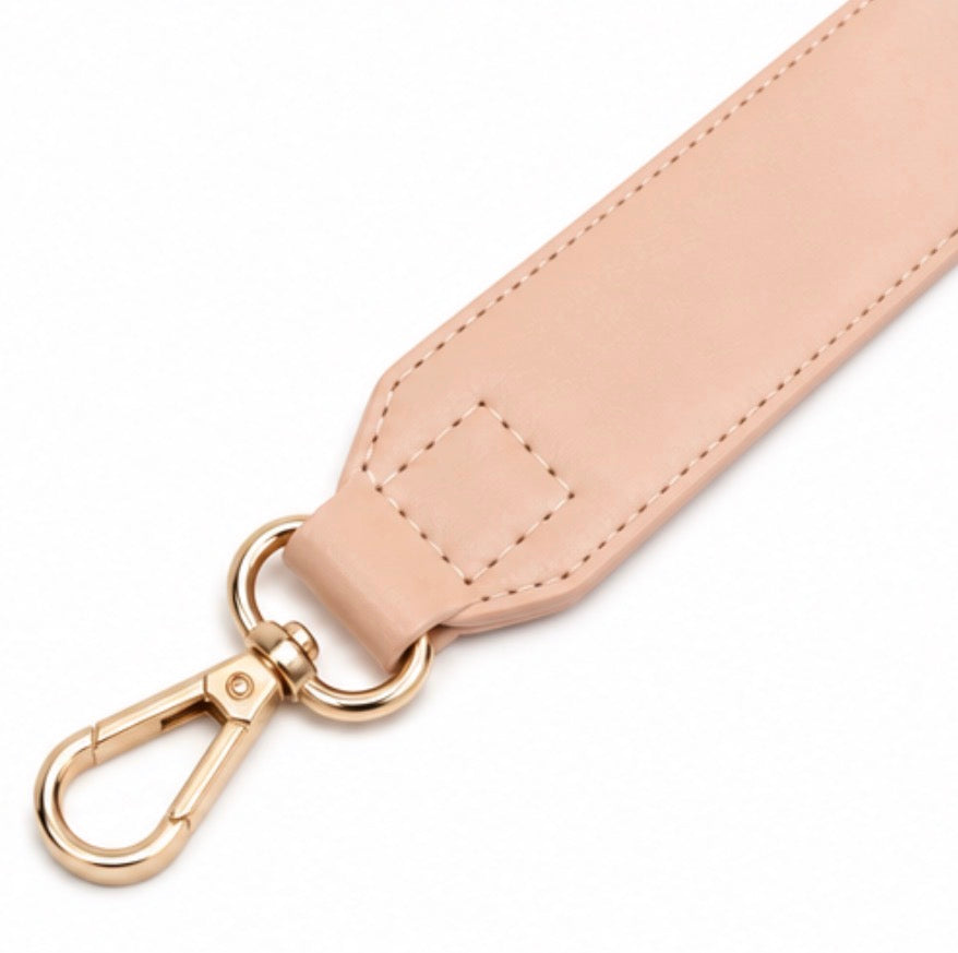 Nude / beige handbag strap with gold hardware 