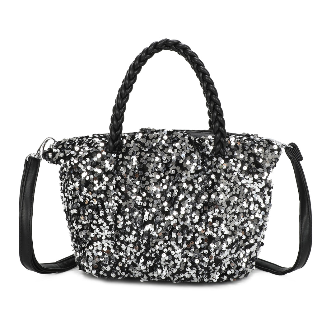 Silver sequin embellished grab bags 
