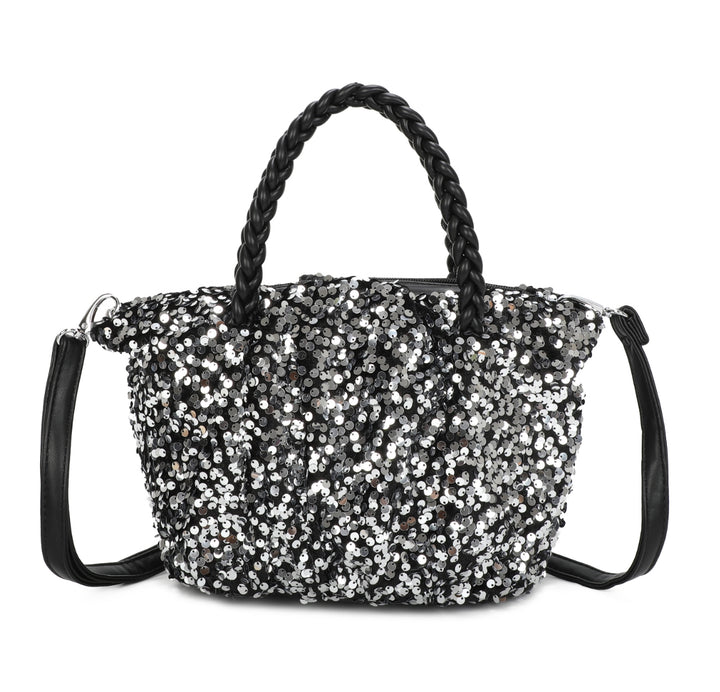 Silver sequin embellished grab bags 