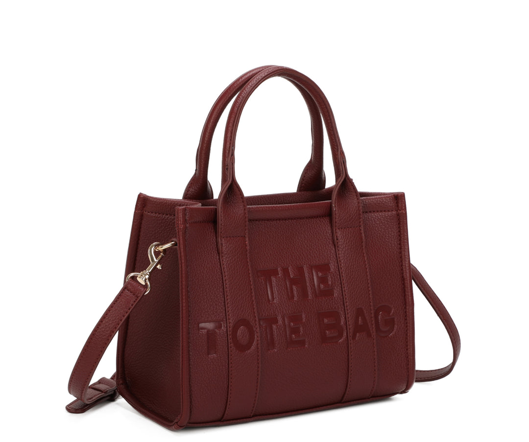 Debossed small tote handbag