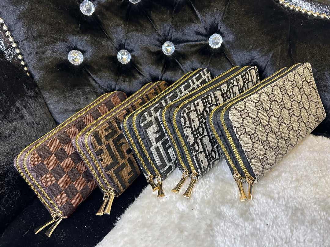 Double zip print purse