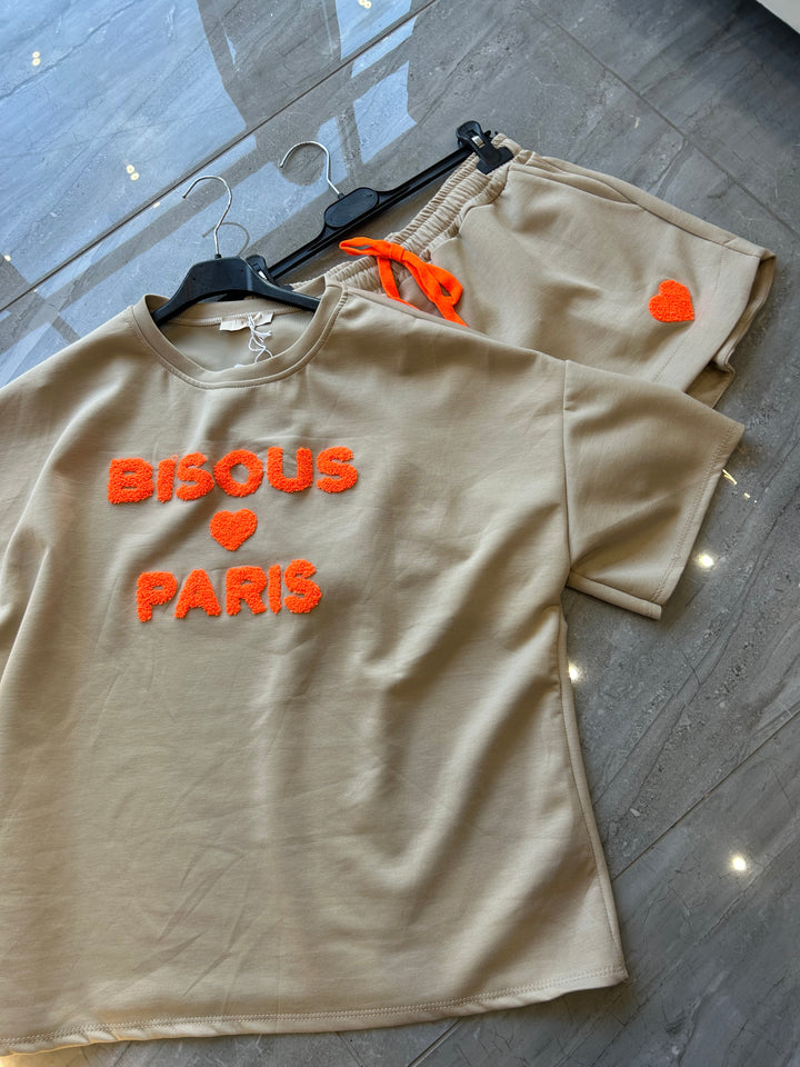 Beige and orange short set 
