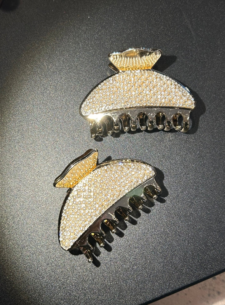 Crystal pearl hair clips