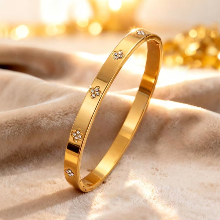 Luxury Silver Or Gold Crystal Bangle Bracelet Set