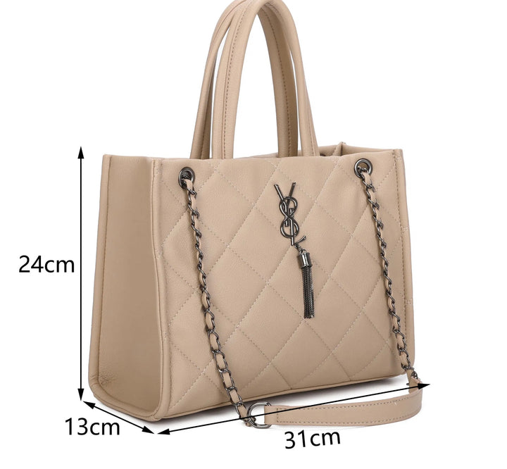 Beige handbag with chain detail 