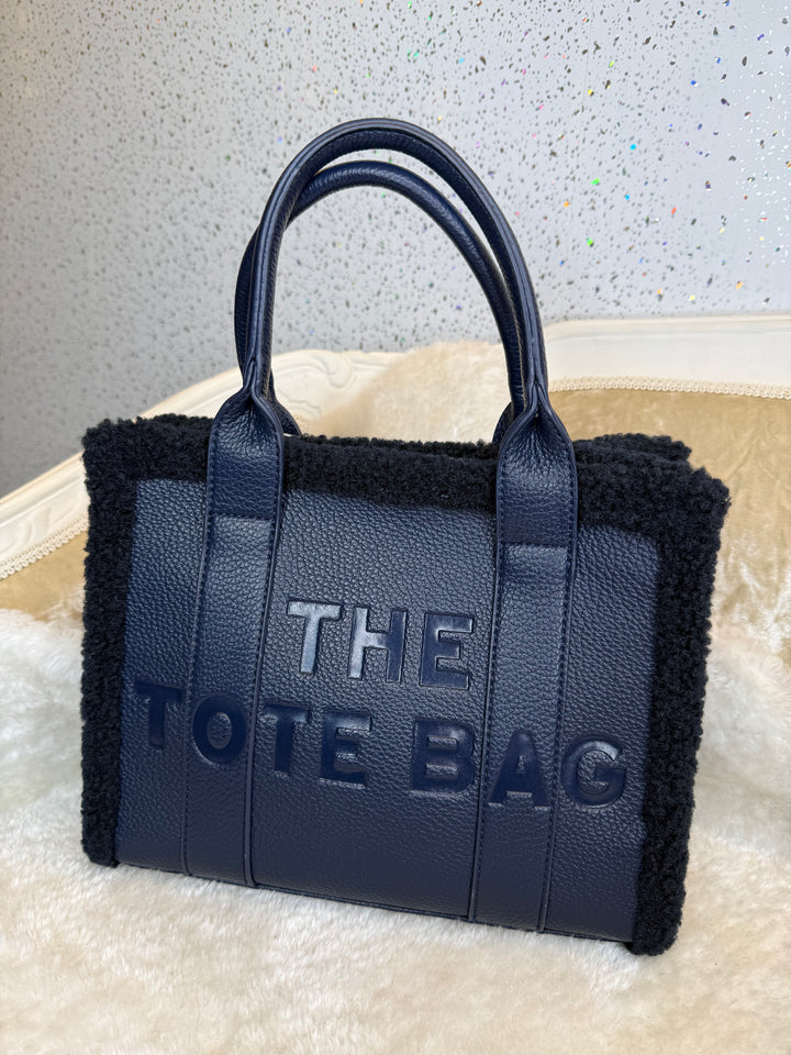 Debossed Small Fuzzy Edged Tote Handbags