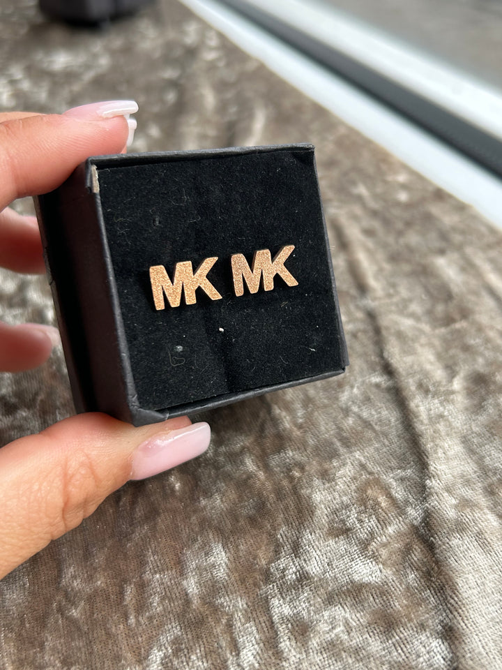Rose gold sparkle letter detail earrings 