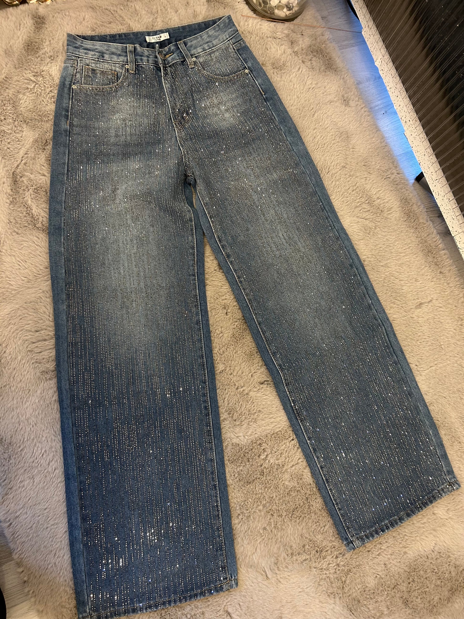 Pair of blue crystal jeans