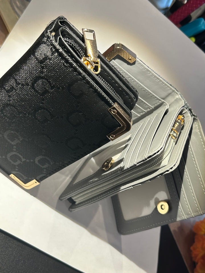 Designer Style Monogram Purse with Gold Detail