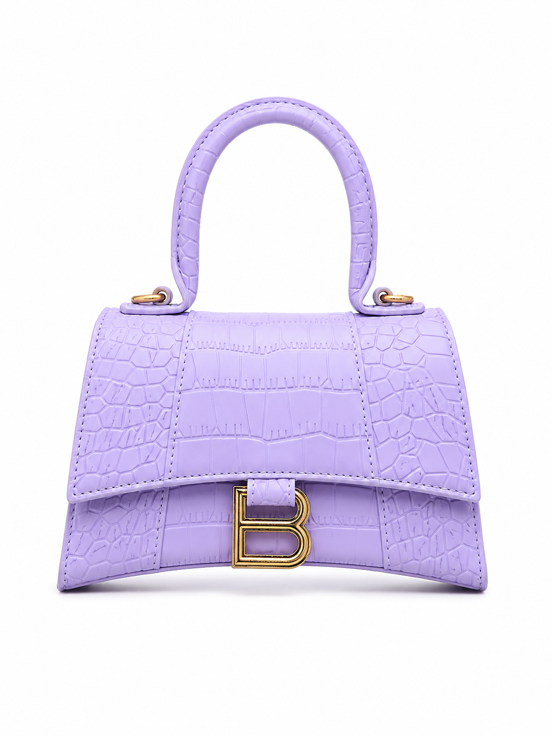 Black Croc Effect Top Handle Hourglass Handbag | Structured Grab Bag