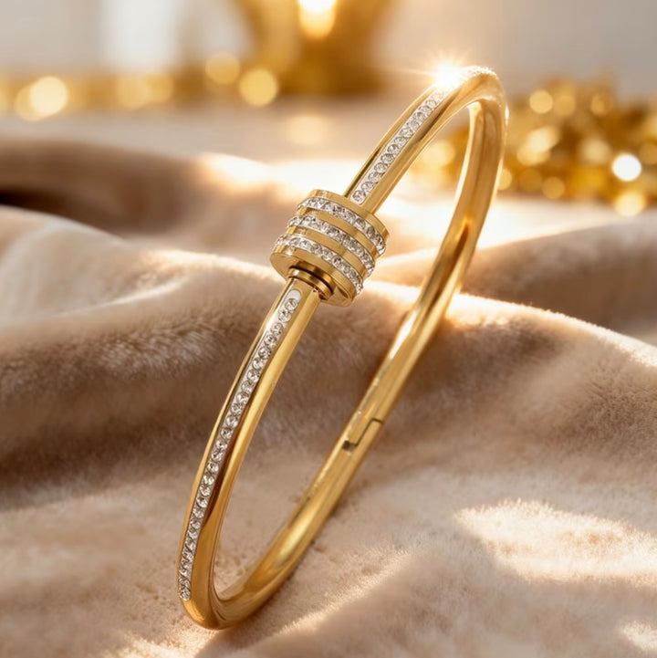Luxury Silver Or Gold Crystal Bangle Bracelet Set