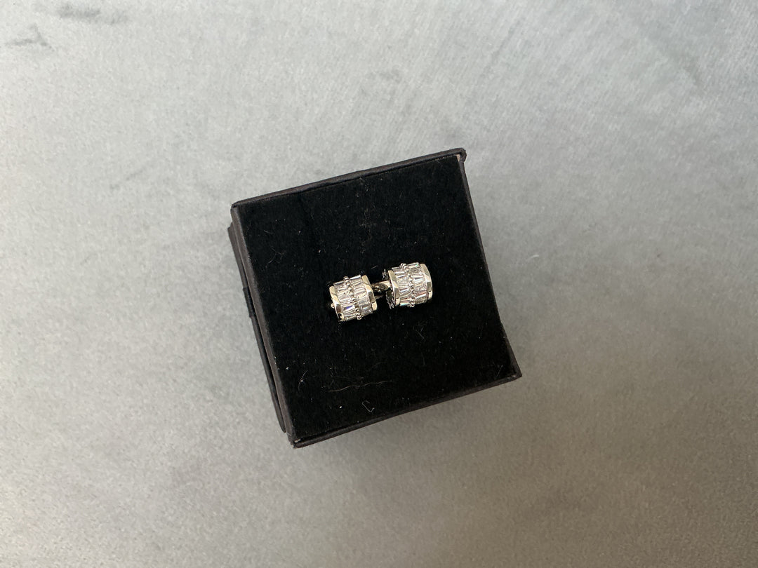 Crystal gem silver earrings