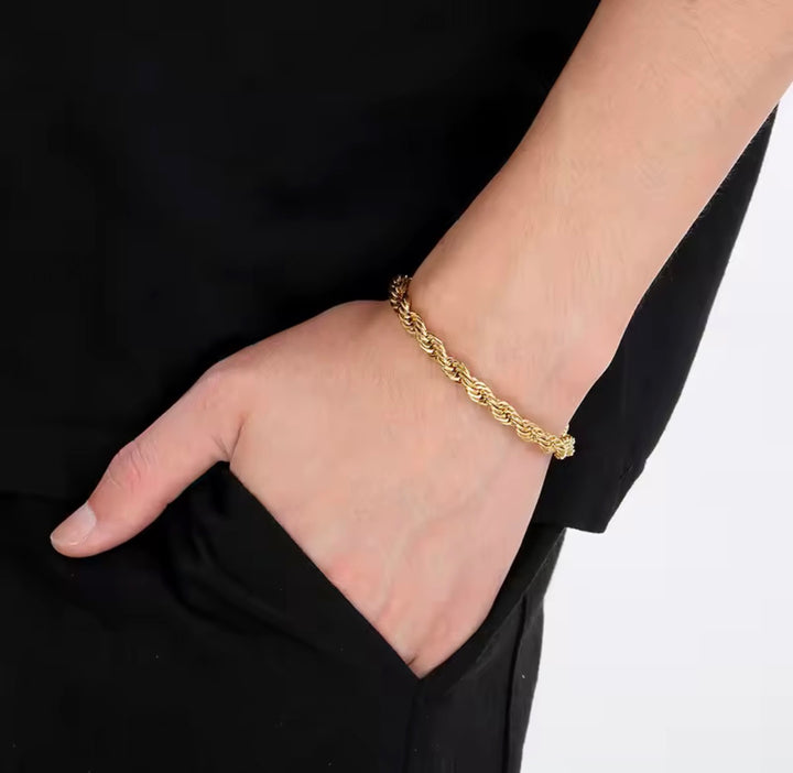 Elegant 18k Gold Plated 925 Sterling Silver 4MM Chain Bracelet