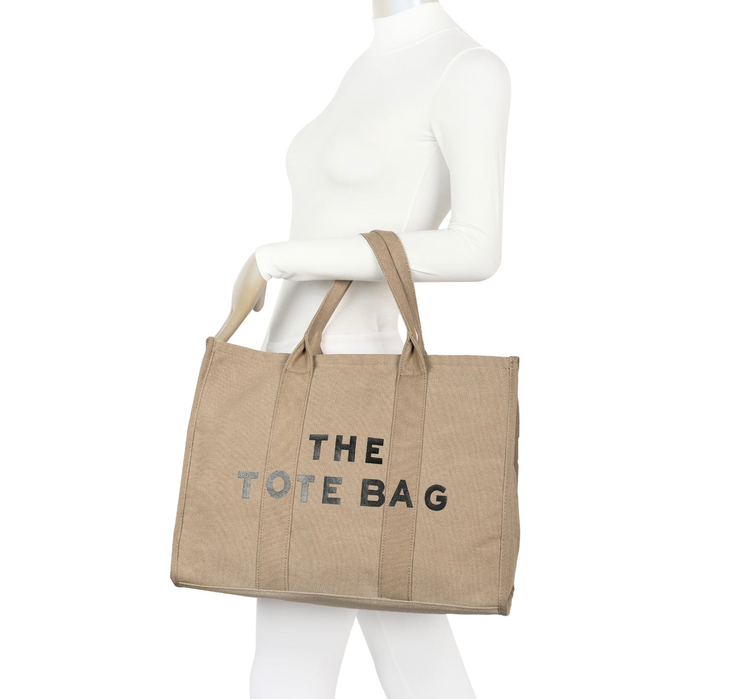 Large canvas tote handbag