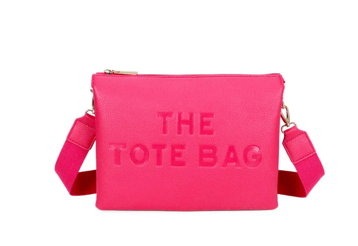 Pink tote bag with &