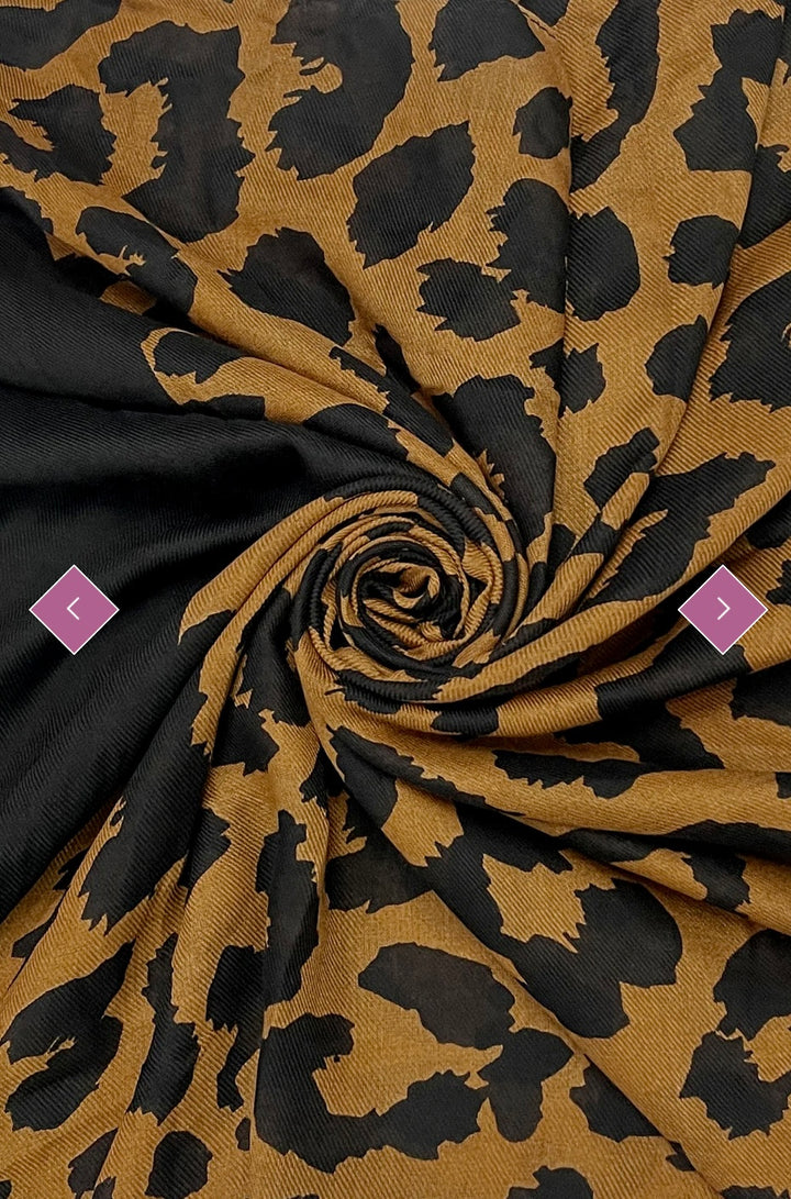 Black and yellow/ mustard leopard print design scarf 
