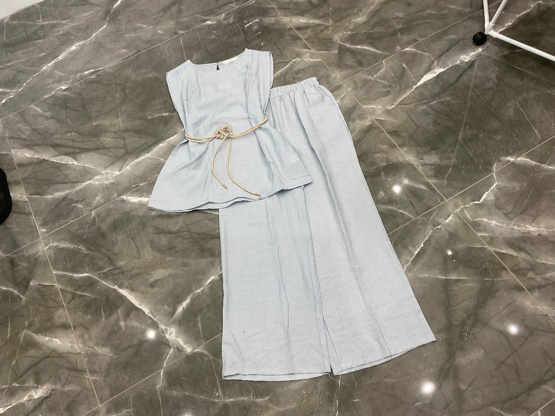 Light blue with gold accents 