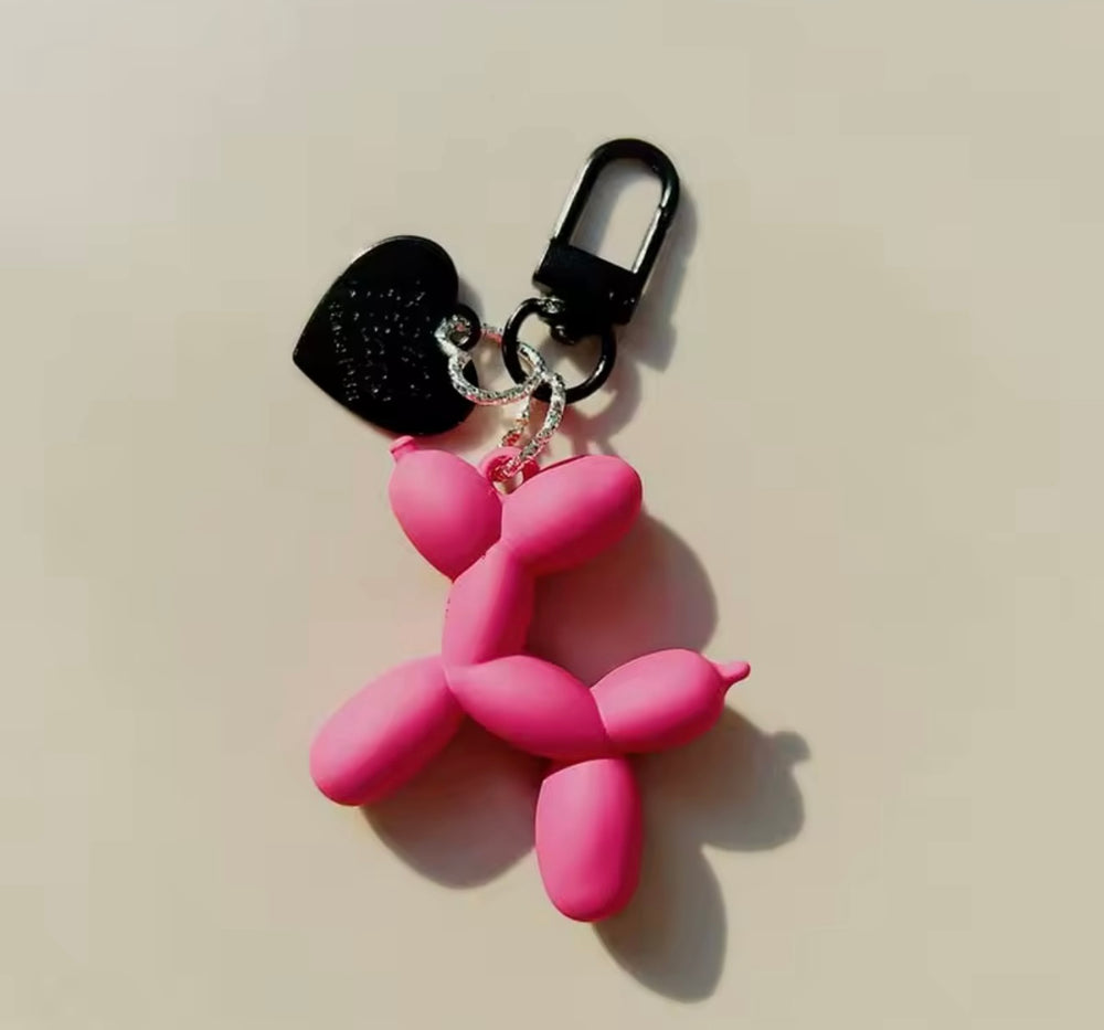 Balloon dog keyring charm with heart tag