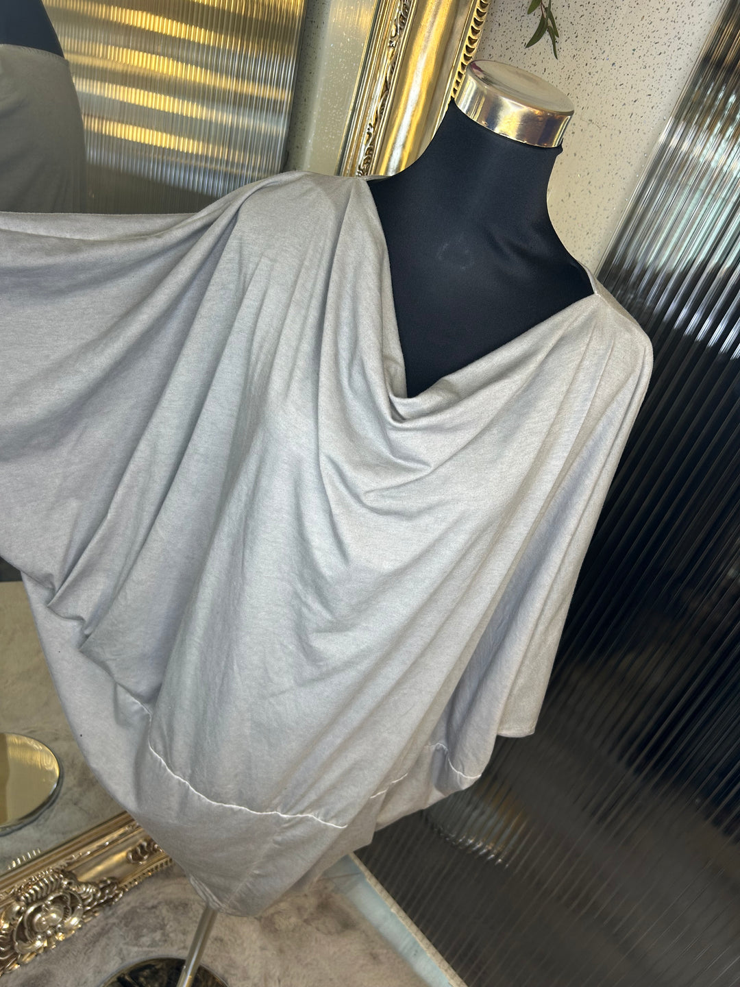 Cowl neck top in grey