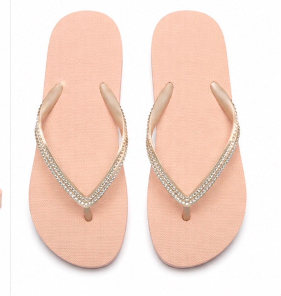 Crystal gem embellished flip flops 