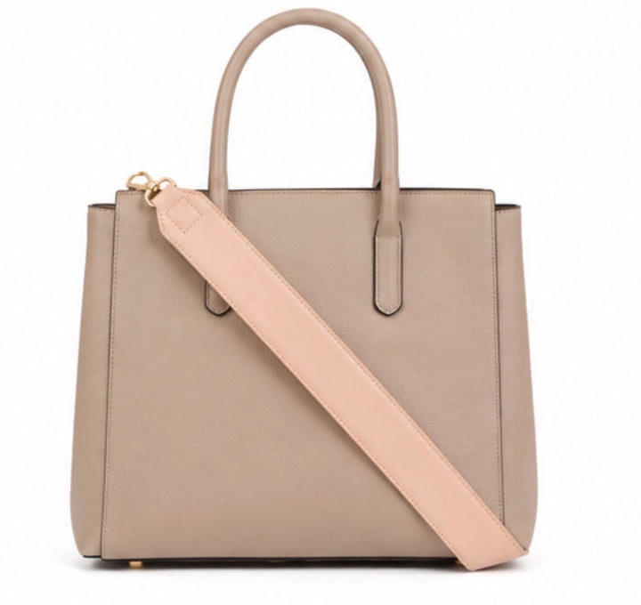 Nude / beige handbag strap with gold hardware 