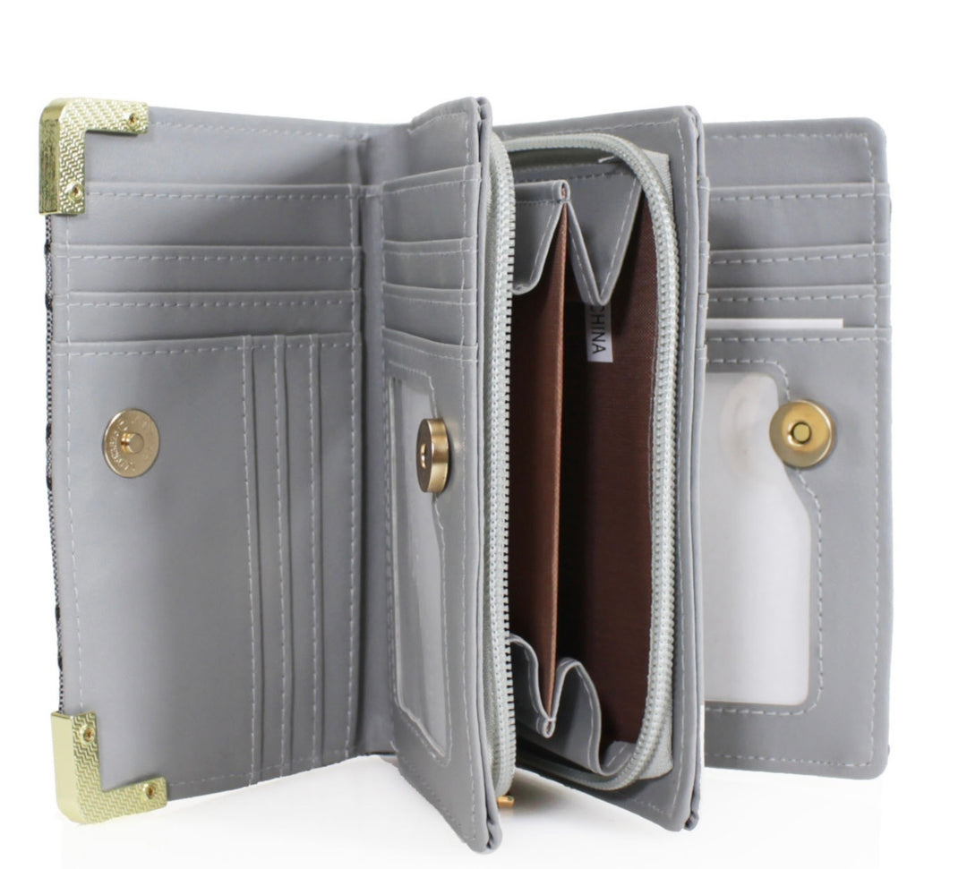 Monogram purse interior card slots and coin zip