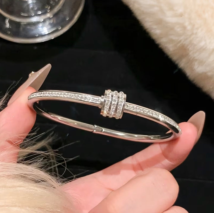 Luxury Silver Or Gold Crystal Bangle Bracelet Set