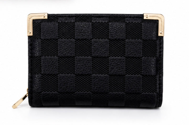 Gold edge quilted black purse